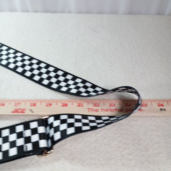 Market & Layne Crossbody Pouch Bag Black w/ Checkered Strap Casual Purse - Picture 8 of 15